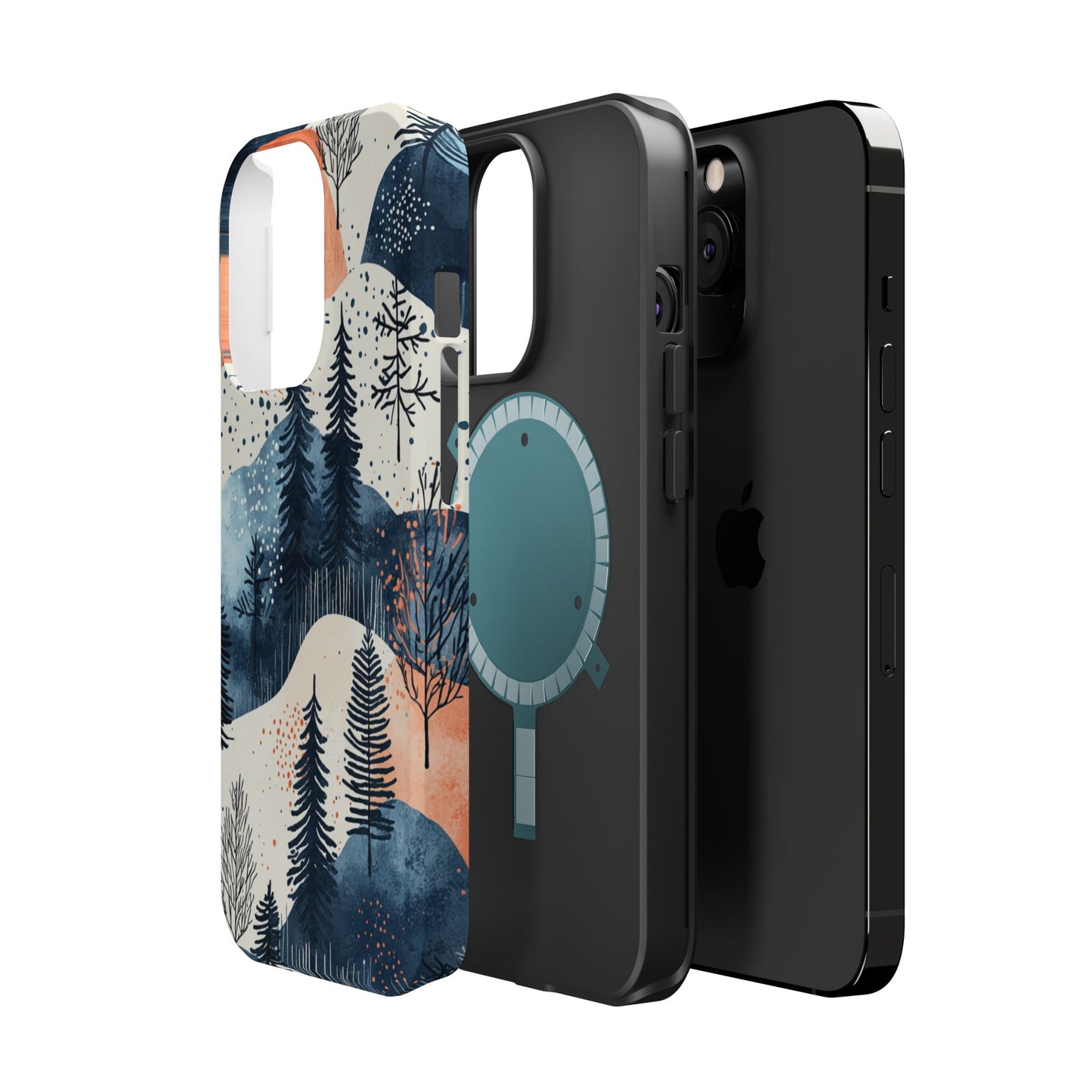 Winter Forest MagSafe iPhone Case | Watercolor Trees & Mountains