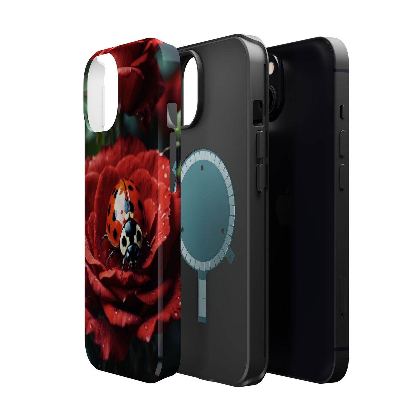 Elegant Rose & Ladybug Charm - MagSafe iPhone Case