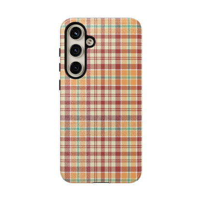 Retro Chic Plaid Samsung Galaxy Case in Red, Orange, Green & Cream – Timeless Vintage Design