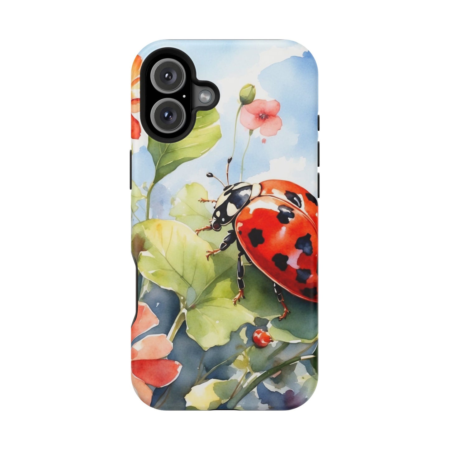 Watercolor Ladybug & Poppy Fields - MagSafe iPhone Case