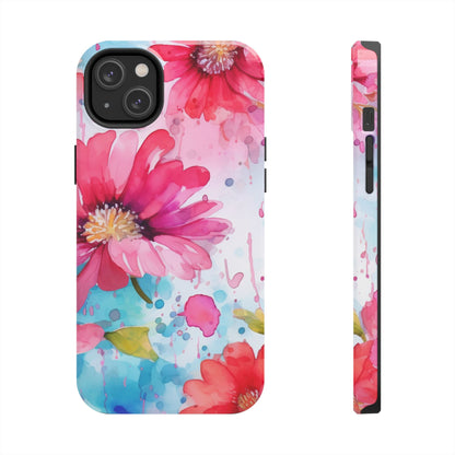 Vibrant Watercolor Red & Pink Floral - iPhone Case