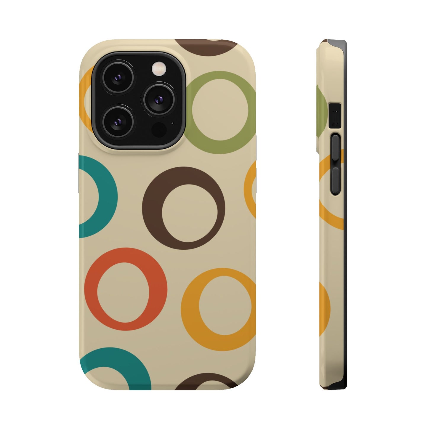 Retro Colorful Rings MagSafe iPhone Case – Shockproof, Matte Finish, Dual-Layer Protection