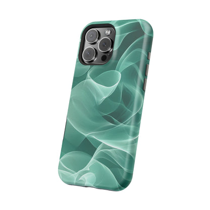 Emerald Flow MagSafe iPhone Case – Translucent Green Fabric-Inspired Design