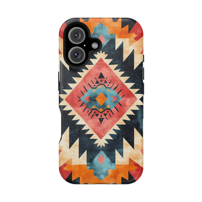 Bold Aztec Pattern Tough MagSafe iPhone Case – Vibrant Geometric Design, Dual-Layer Protection