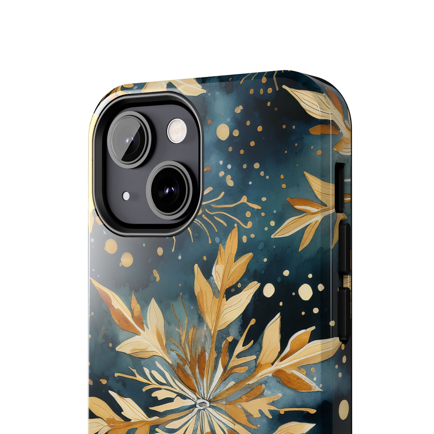 Gold Floral Snowflakes on Midnight Blue - iPhone Series Case