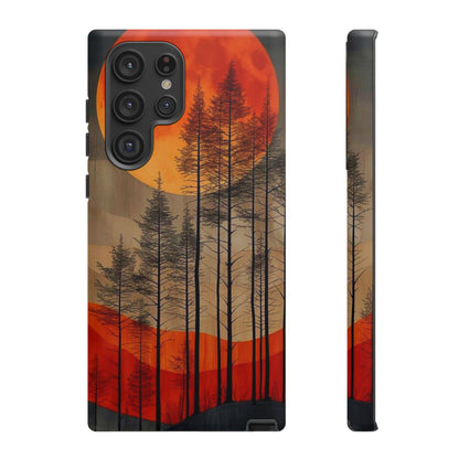 Moody Forest Moonrise Samsung Galaxy Case – Dark Landscape Design, Dual-Layer Protection