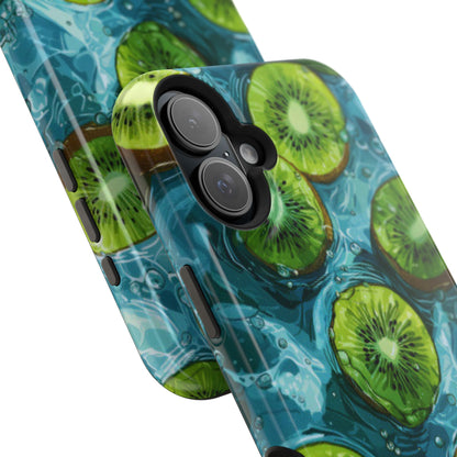 Tropical Kiwi Splash MagSafe iPhone Case – Tough Dual-Layer, Vibrant Summer Design