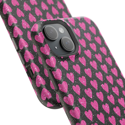 Glitter Pink Hearts MagSafe Case