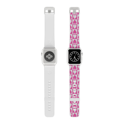 Pink Glitter Heart Checkered Pattern Apple Watch Band