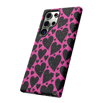 Pink Glitter Hearts Samsung Galaxy Case