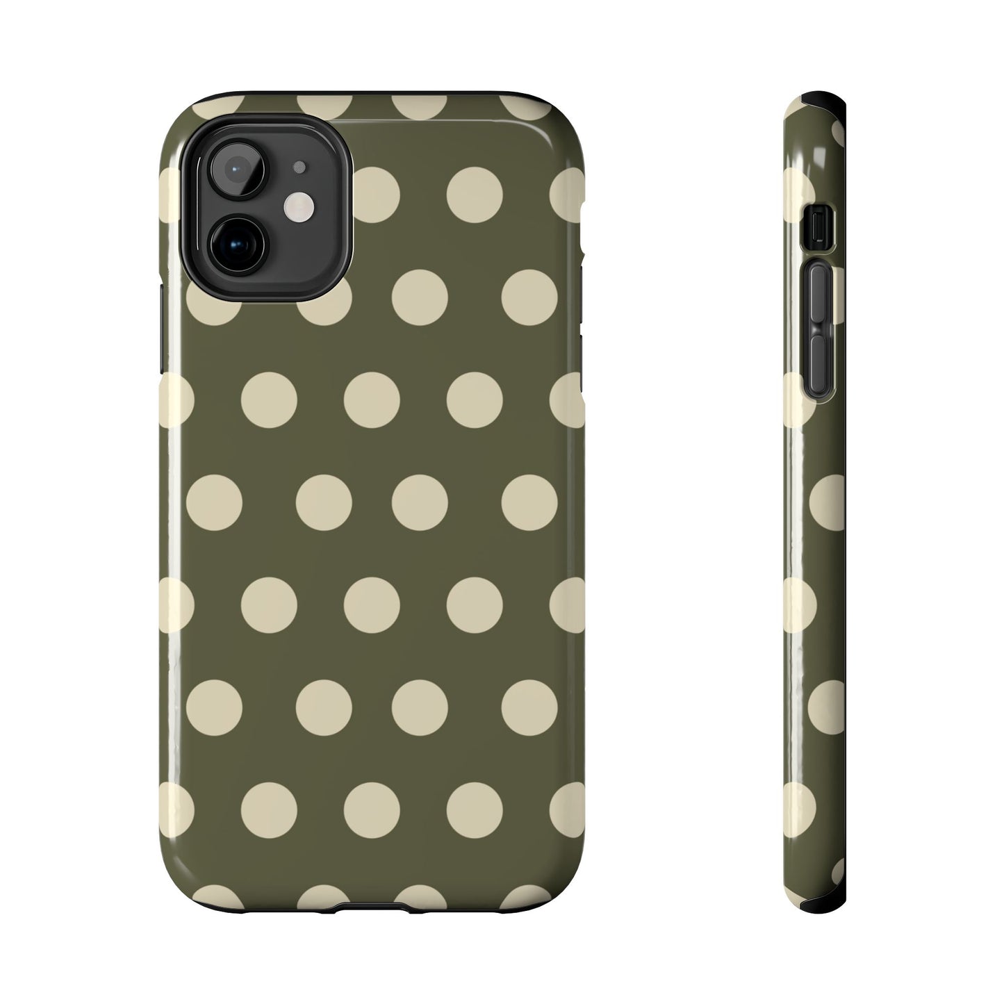 Vintage Green & Cream Polka Dots – iPhone Case