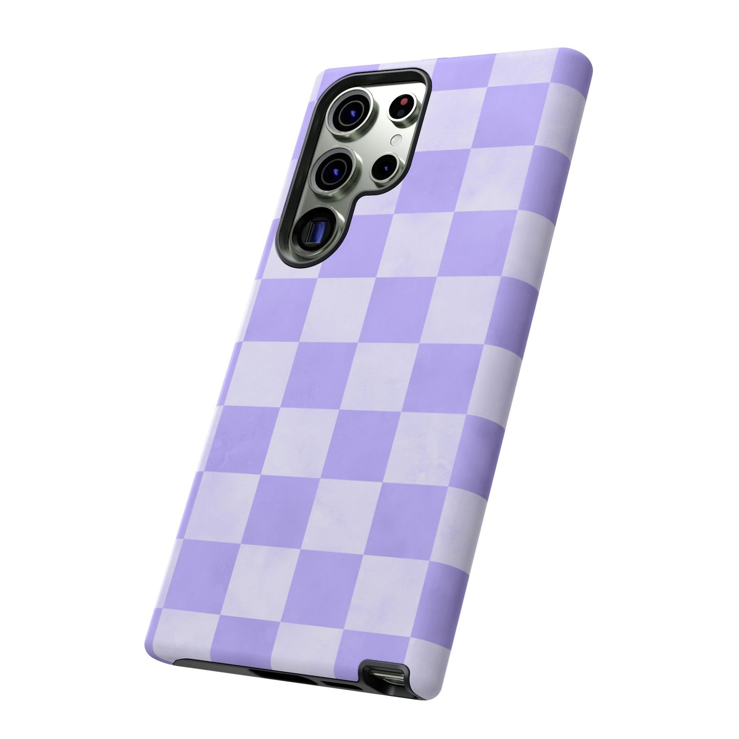 Lavender Checkerboard Samsung Galaxy Case – Shockproof, Smooth Matte Finish, Dual-Layer Design