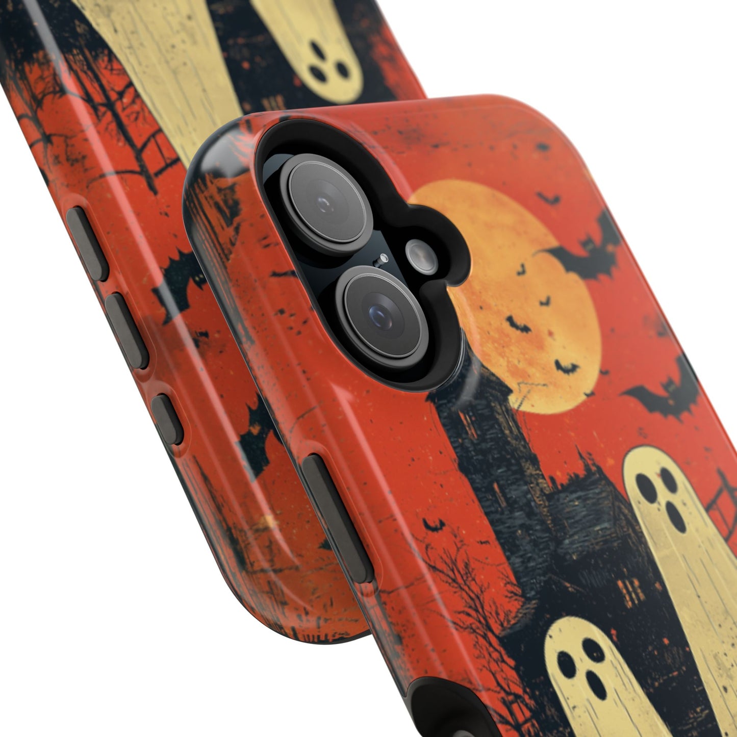 Haunted House & Ghosts MagSafe iPhone Case – Spooky Halloween Full Moon Design