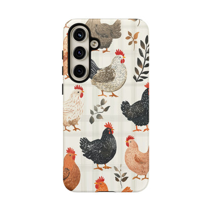 Samsung Galaxy Case: Vintage Chicken & Leaves – Farmhouse Style Case