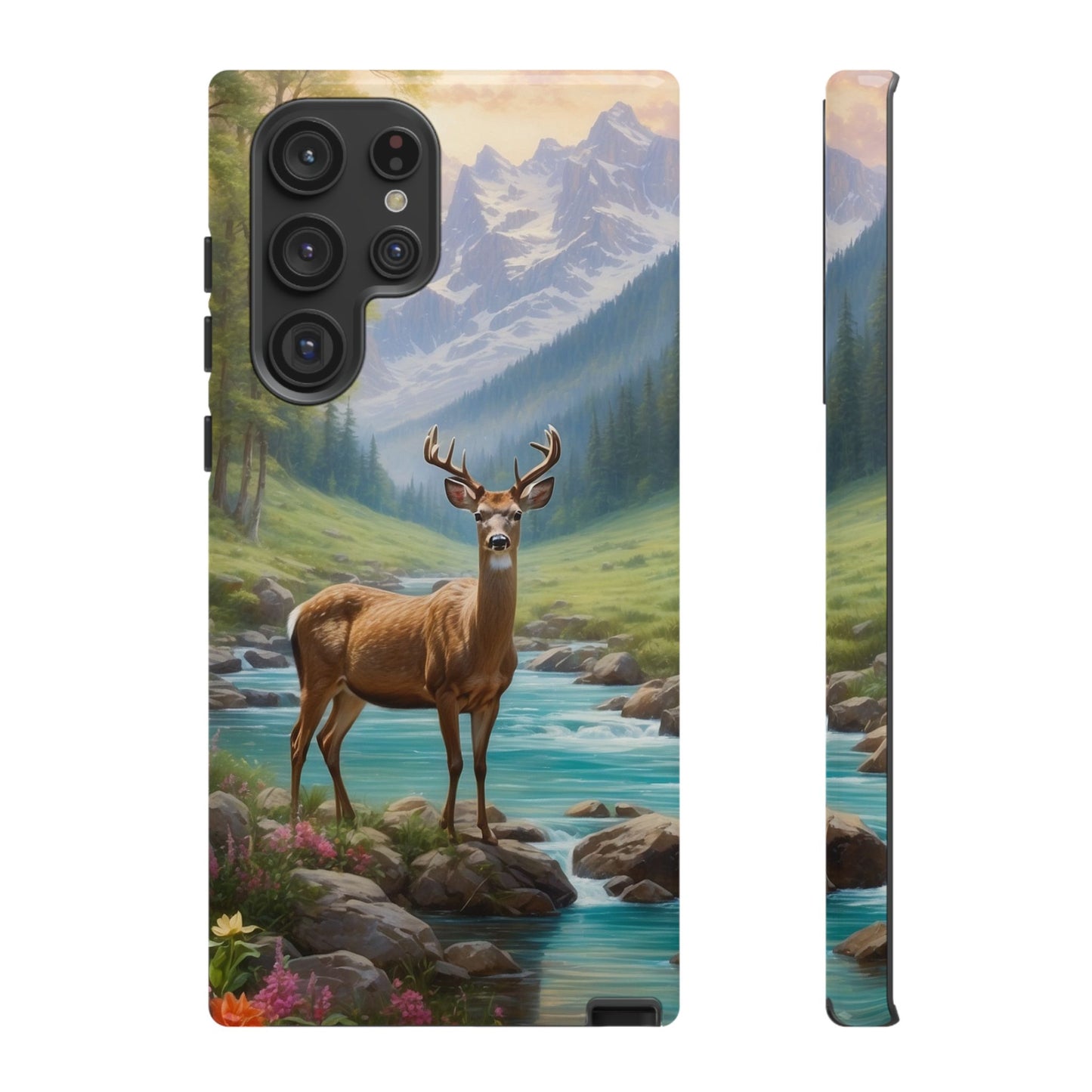 Alpine Serenity – Stag in Mountain Bliss Samsung Galaxy Phone Case