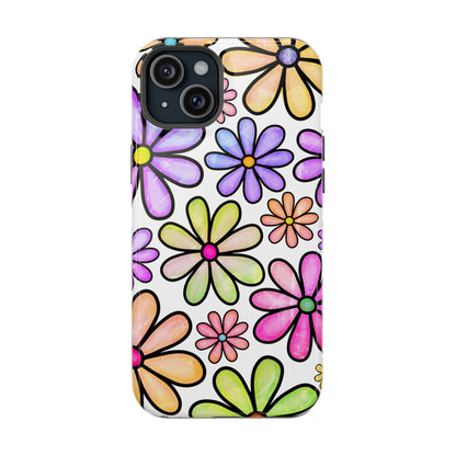 Pastel Daisy Dream MagSafe iPhone Case – Slim Profile, Glossy Finish