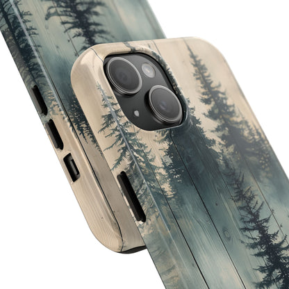 Misty Pine Forest Iphone Case - Nature-Inspired Wood Design Protective Cover