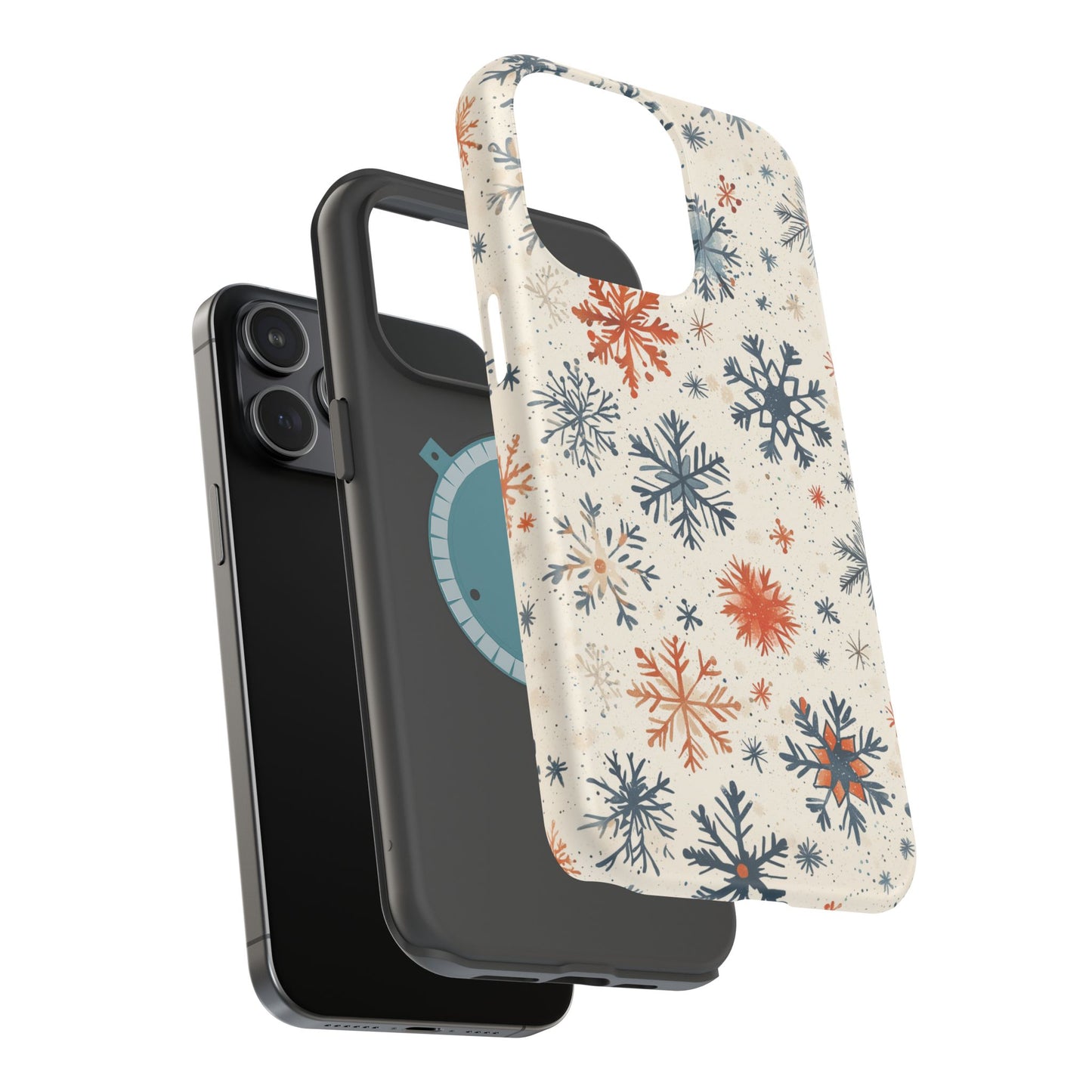 Rustic Orange and Blue Snowflake Pattern – MagSafe iPhone Series Case