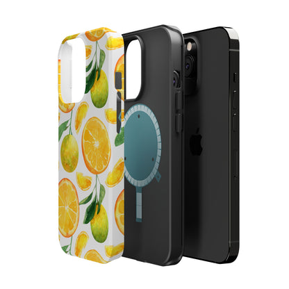 Sunny Citrus Grove Tough MagSafe iPhone Case – Watercolor Orange Design, Dual-Layer Protection