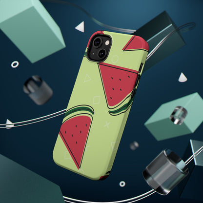 Watermelon Slice MagSafe iPhone Case – Fresh & Fun Design with Retro Geometric Pattern