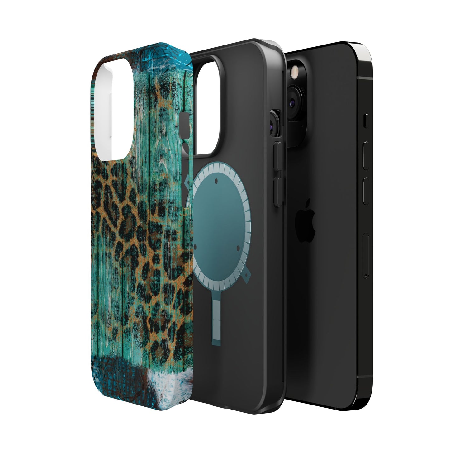 Turquoise Rustic Leopard Wood - MagSafe  iPhone Series Case