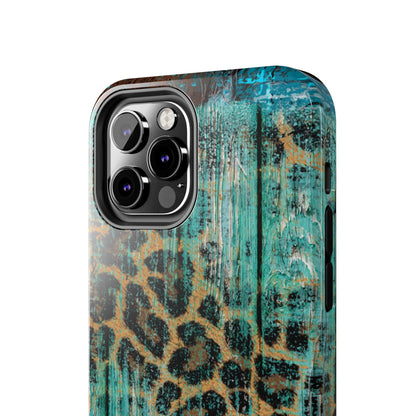 Turquoise Rustic Leopard Wood - iPhone Series Case