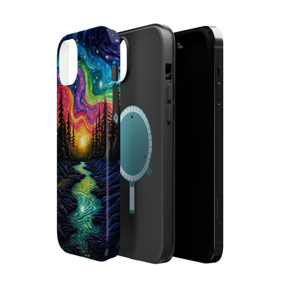 Celestial Nightscape MagSafe iPhone Case – Vibrant River and Starry Sky Design