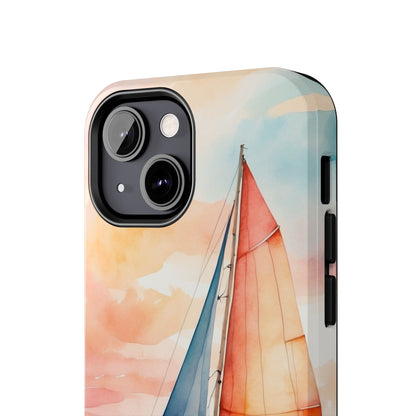 Sunset Sail iPhone Case – Watercolor Sailboat and Sky Design - BOGO Cases