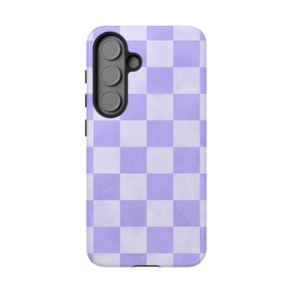 Lavender Checkerboard Samsung Galaxy Case – Shockproof, Smooth Matte Finish, Dual-Layer Design