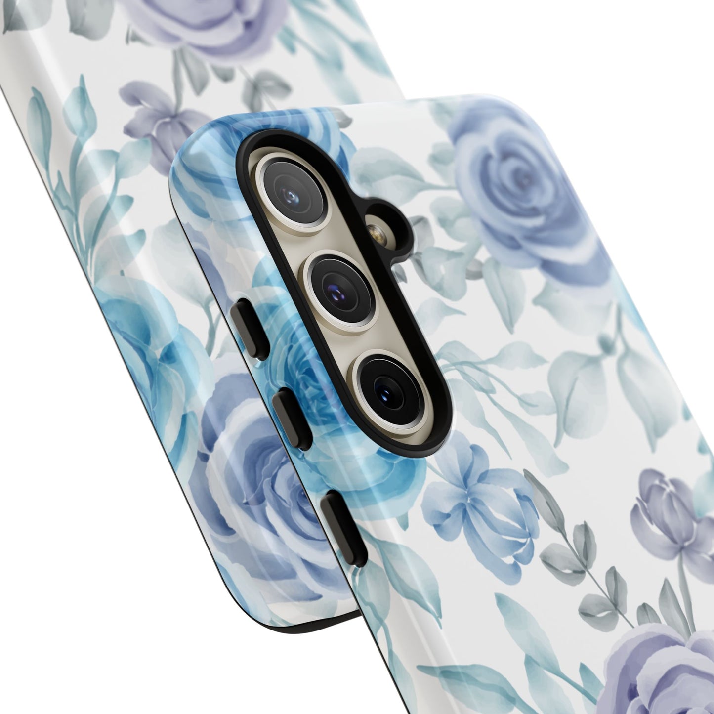 Elegant Blue & Violet Roses Samsung Galaxy Case – Artistic Floral Design for Stylish Protection