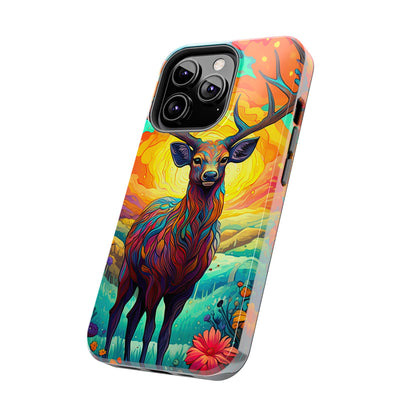 Vibrant Stag in Bloom – iPhone Case