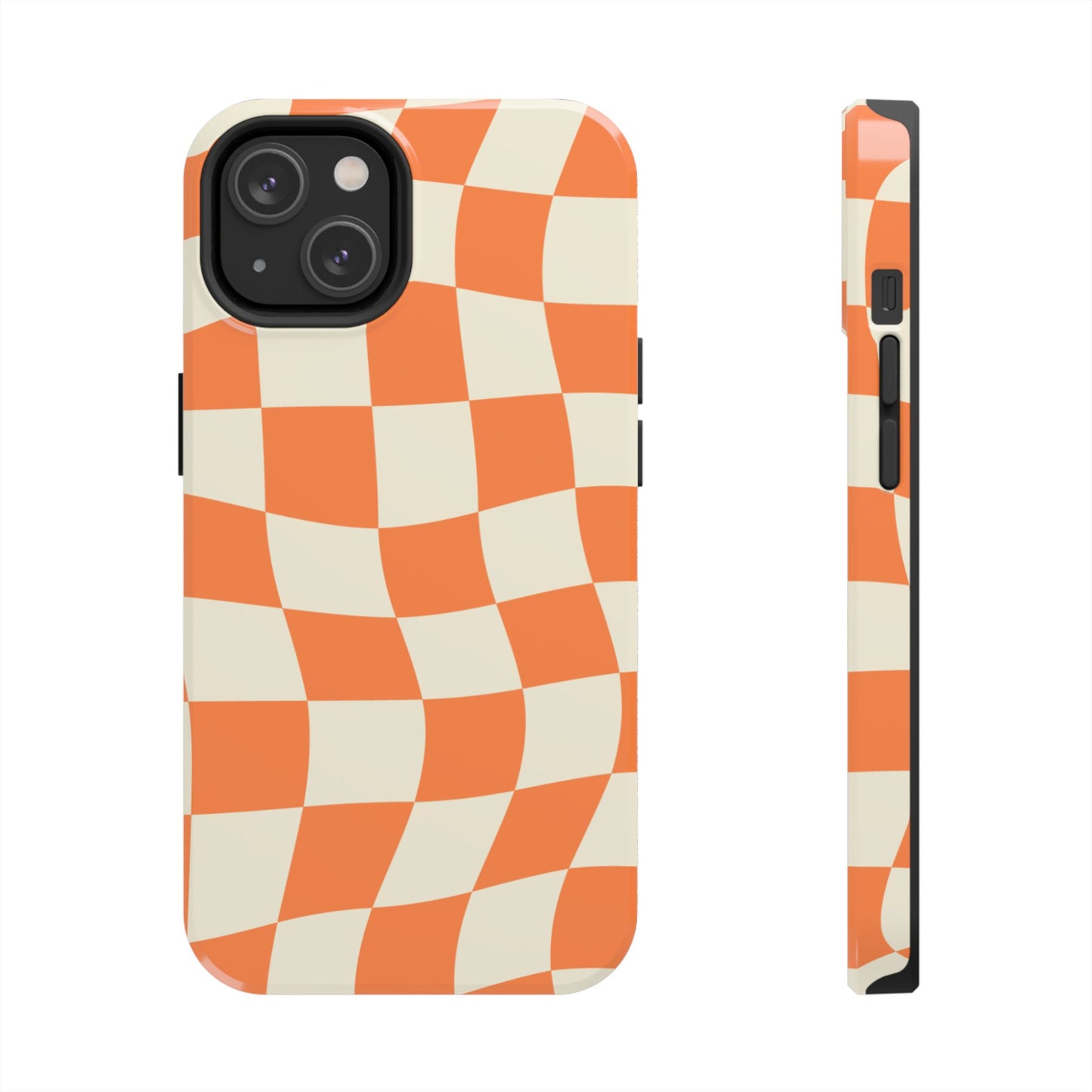 Wavy Retro Checkerboard iPhone Case – Shockproof, Matte Finish, Dual-Layer Protection