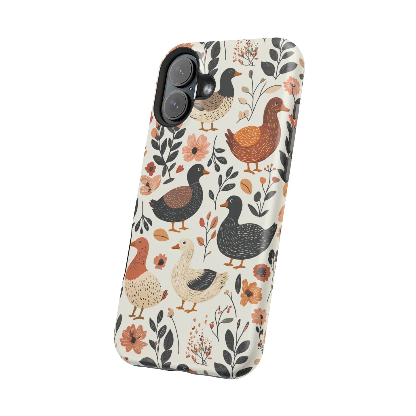 MagSafe iPhone Case: Vintage Duck – Floral & Leaf Design