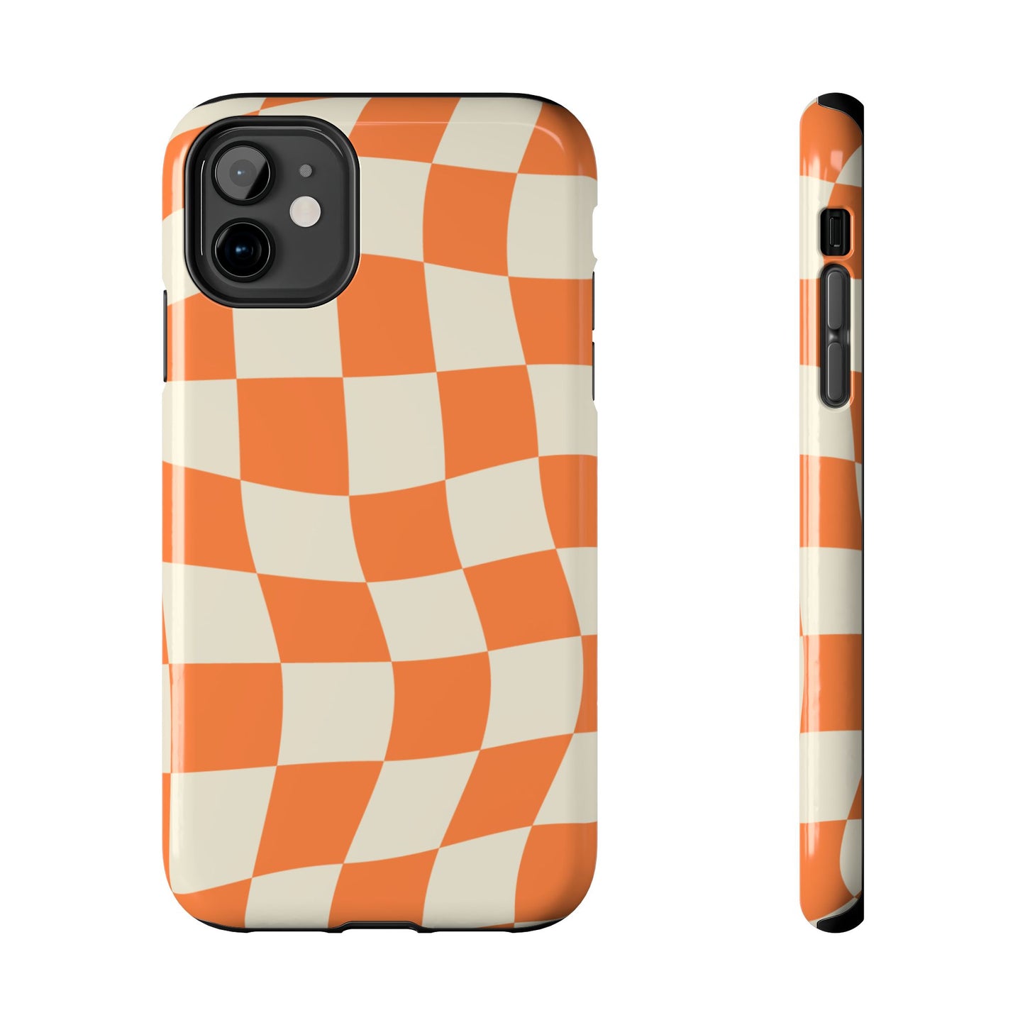 Wavy Retro Checkerboard iPhone Case – Shockproof, Matte Finish, Dual-Layer Protection