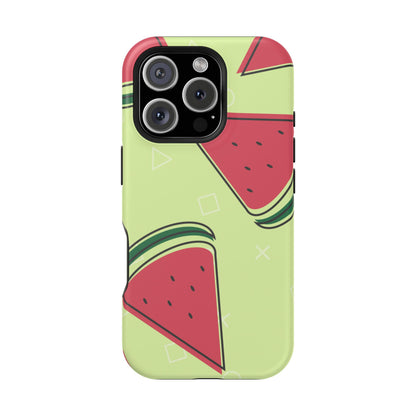 Watermelon Slice MagSafe iPhone Case – Fresh & Fun Design with Retro Geometric Pattern