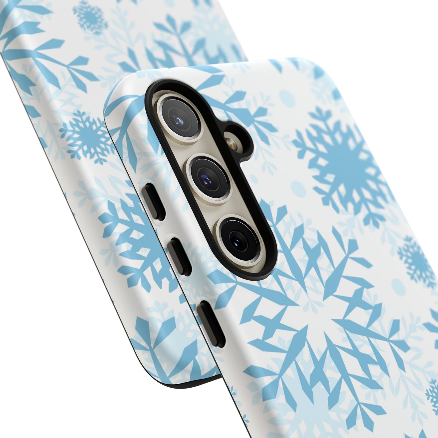 Frosty Blue Snowflakes Samsung Galaxy Case – Shockproof, Smooth Matte Finish, Dual-Layer Design