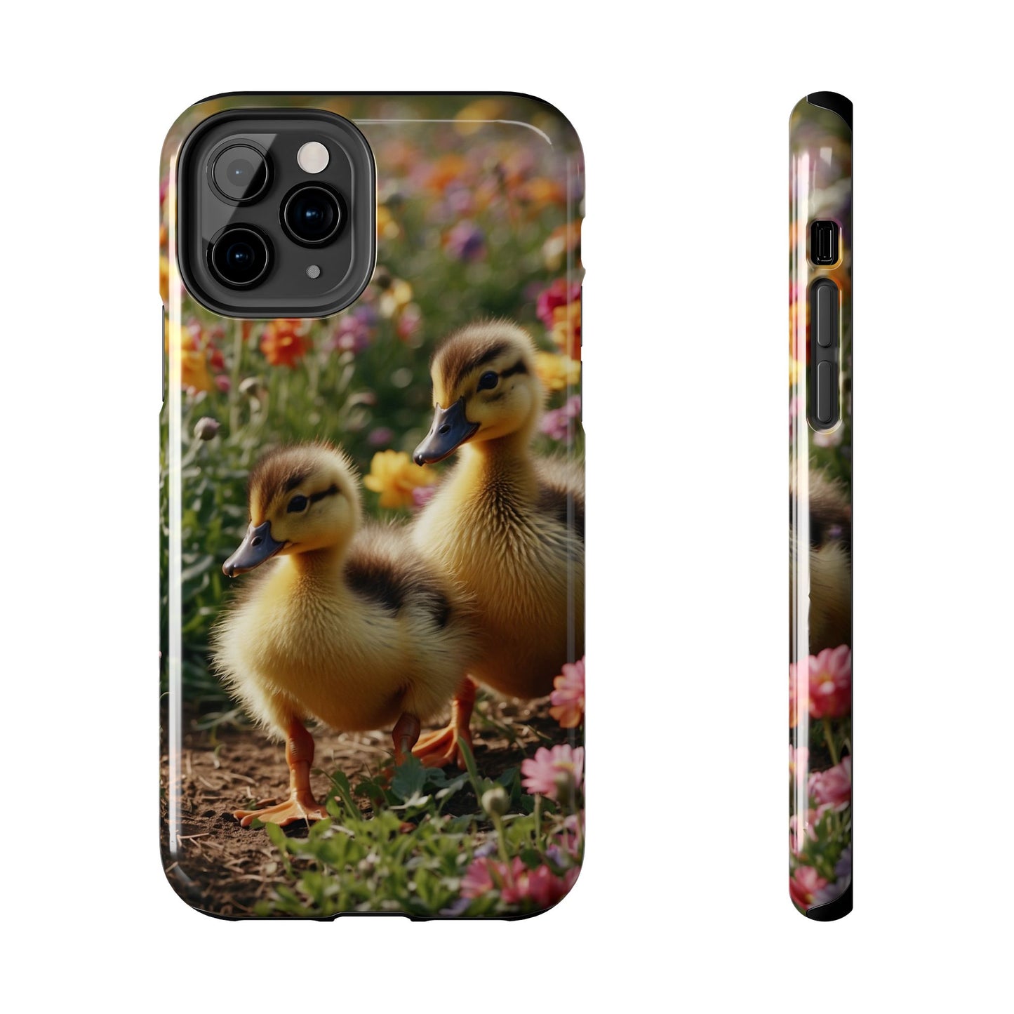 Charming Ducklings in Floral Garden - iPhone Case