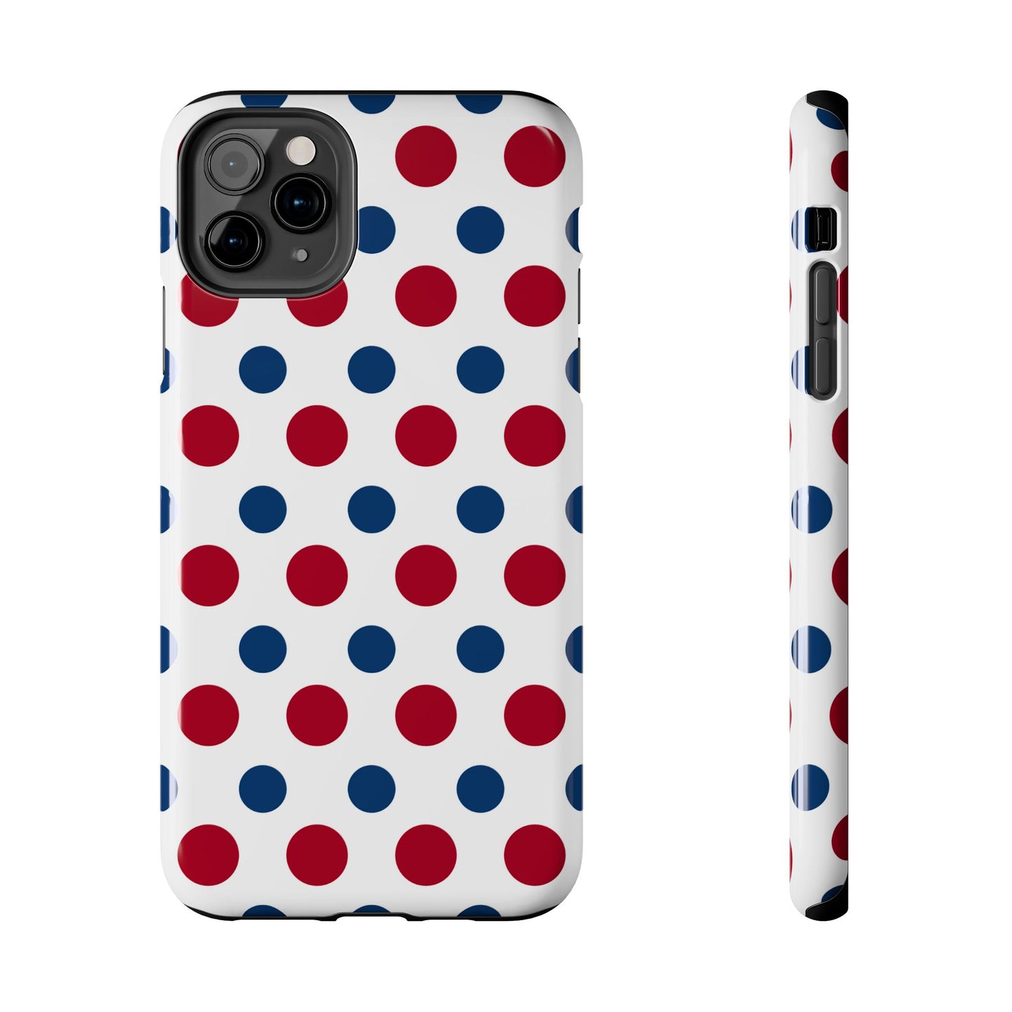 Patriotic Navy, White, and Red Polka Dot iPhone Case