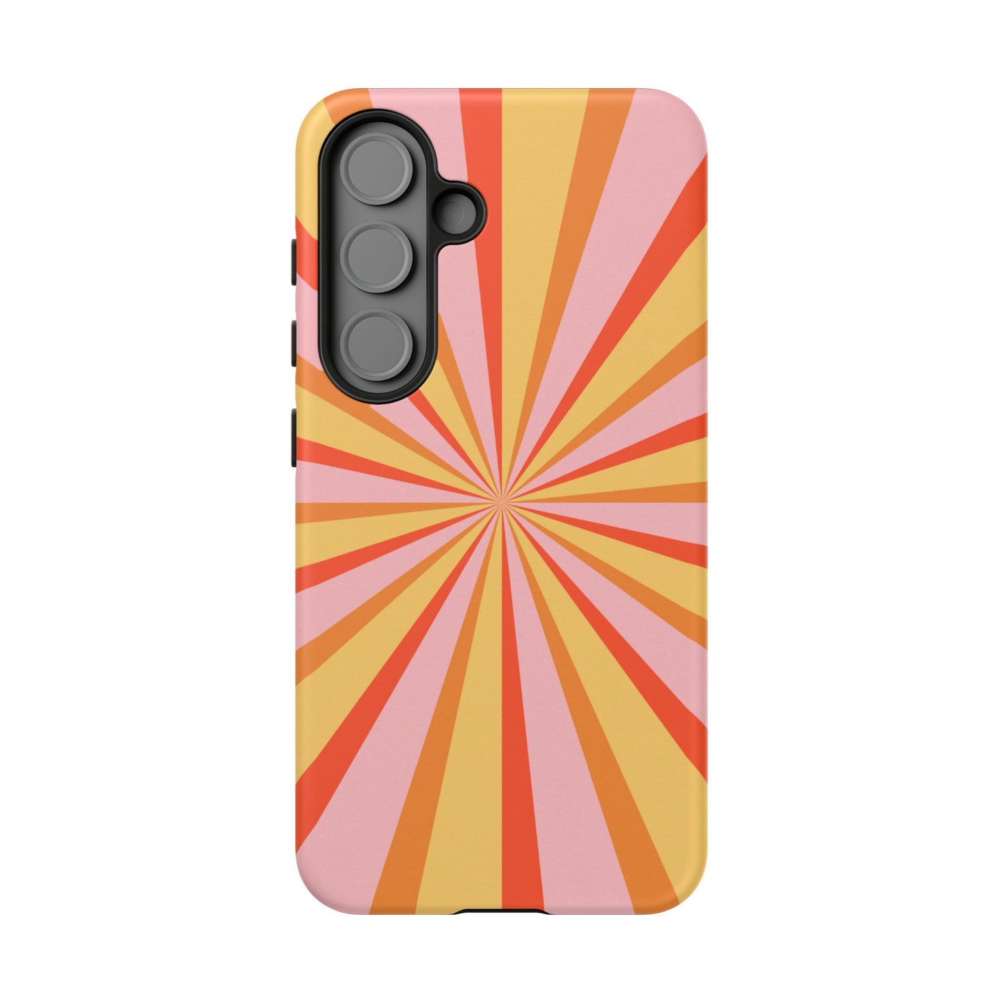 Bold Retro Sunburst Samsung Galaxy Case – Vibrant 70s-Inspired Rays in Orange, Pink, and Yellow