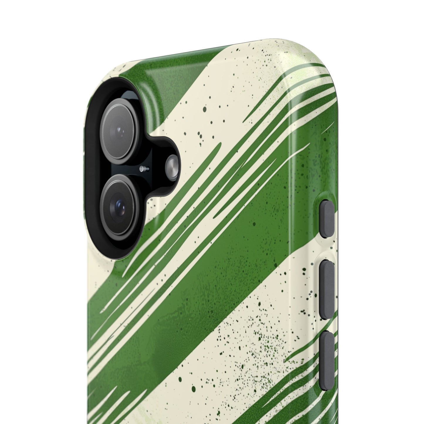 Green Stripes MagSafe iPhone Case – Bold Diagonal Brushstroke Design