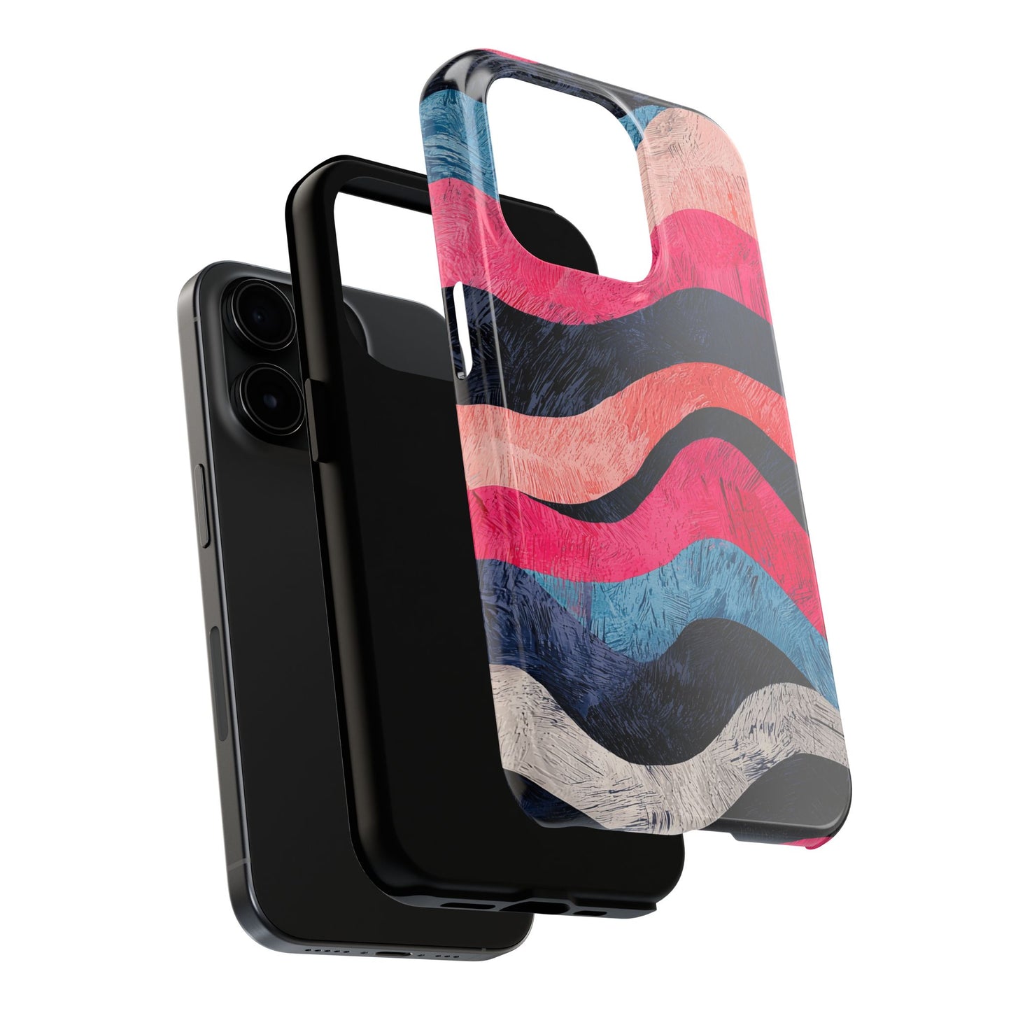 Abstract Wave Pattern iPhone Case – Shockproof, Matte Finish, Dual-Layer Protection