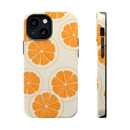 Citrus Burst Pattern Tough MagSafe iPhone Case – Bold Orange Design, Shockproof Protection