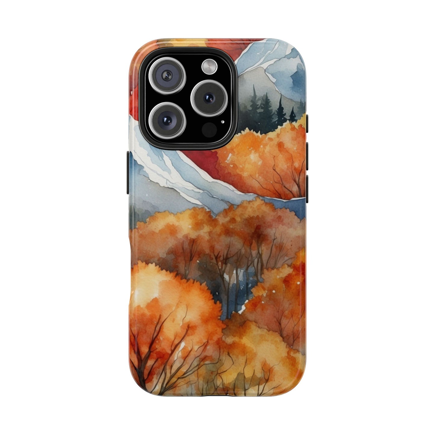 Autumn Mountain Forest Watercolor - iPhone Case