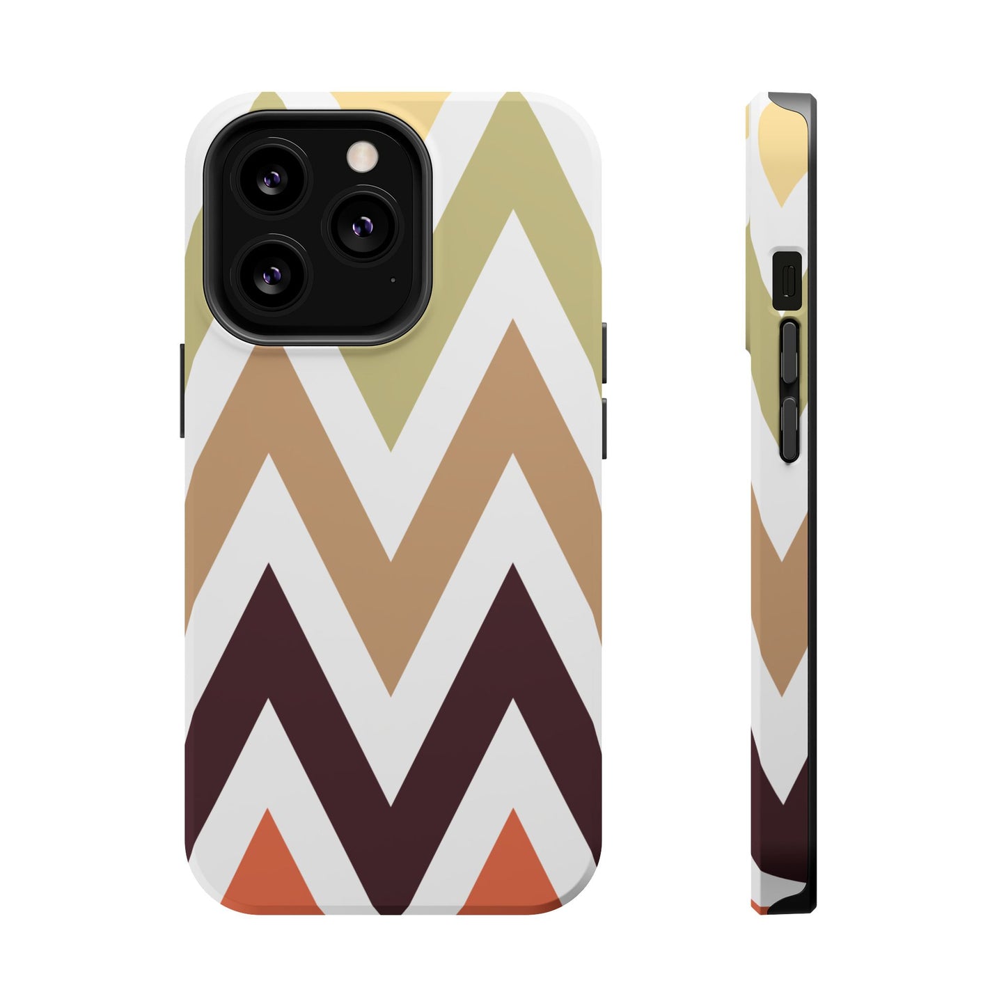 Earthy Chevron MagSafe iPhone Case – Boho-Inspired Design with Dual-Layer Protection