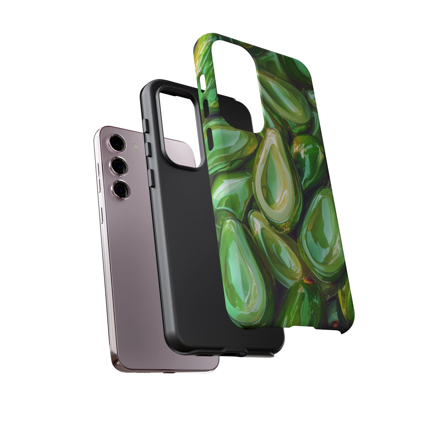 Glossy Avocado Samsung Galaxy  Case – Sleek Green 3D Fruit Design, Durable and Stylish