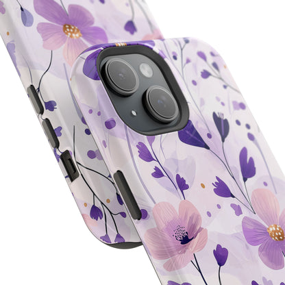 Purple Floral Bliss MagSafe iPhone Case – Delicate Blossom Design