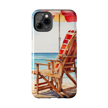 Beach Bliss iPhone Series Case – Relaxing Seaside Chair and Umbrella Design