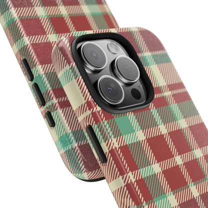 Red & Cream Vintage Plaid – Durable & Stylish iPhone Case