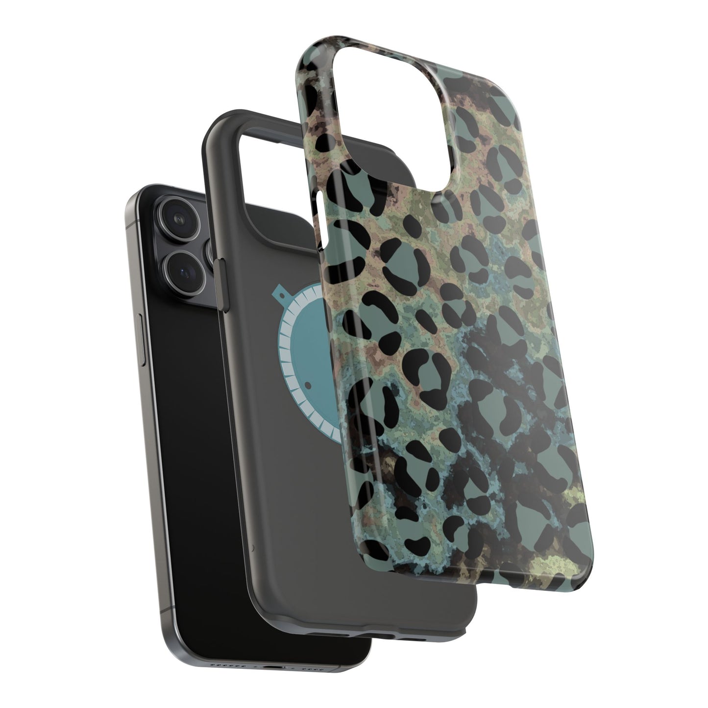 Moody Watercolor Leopard Print Tough MagSafe iPhone Case – Earthy Abstract Pattern with Dual-Layer Protection