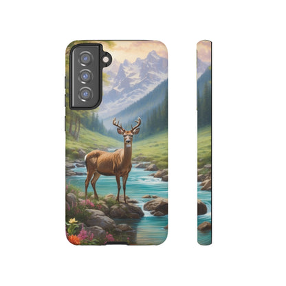 Alpine Serenity – Stag in Mountain Bliss Samsung Galaxy Phone Case